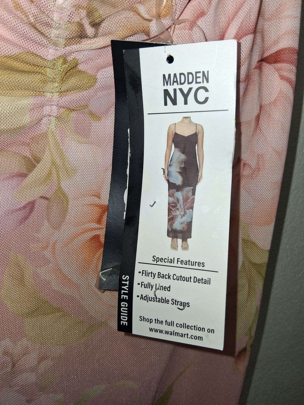 Womens NWT'S Madden  NYCFloral Pink Slip Dress with Spaghetti Straps Size M 8-10 - Picture 2 of 4